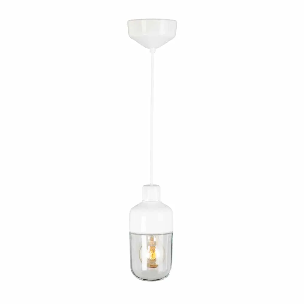 Ohm Pendel 100/215 Porslinsarmatur Vit Klarglas