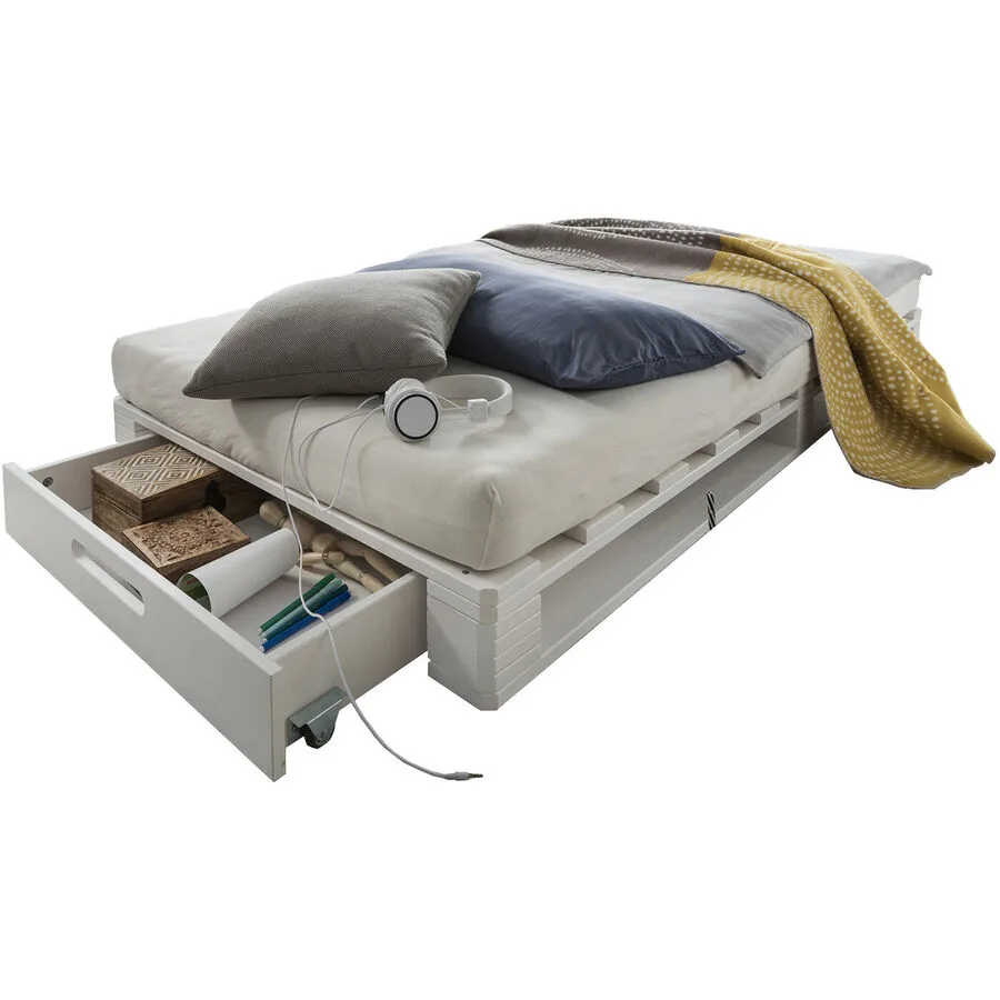 Bett Flynn Weiss Kiefer 90 x 200 cm