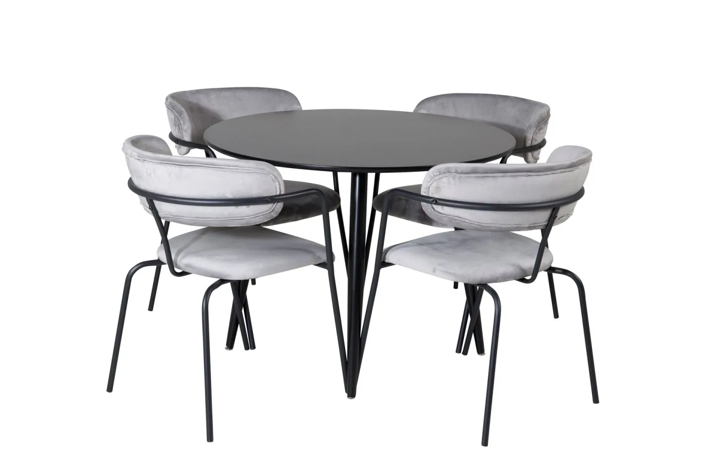 Plaza Matgrupp 100 cm Rund med 4 Arrow stolar - Svart