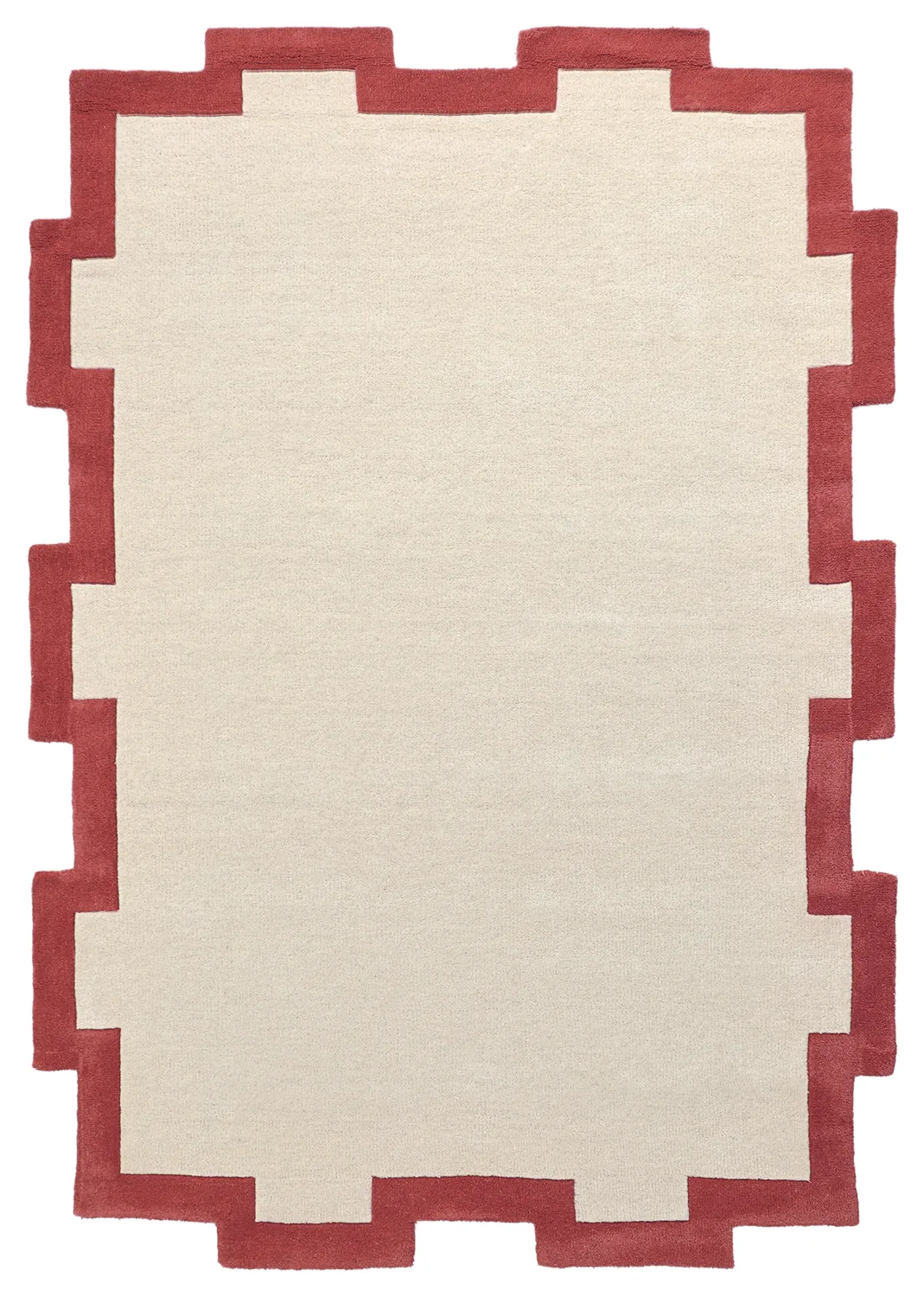 Ullteppe - Agra Hand Tufted Wool Premium (krem/rød) (Størrelse: 160 x 230 cm)
