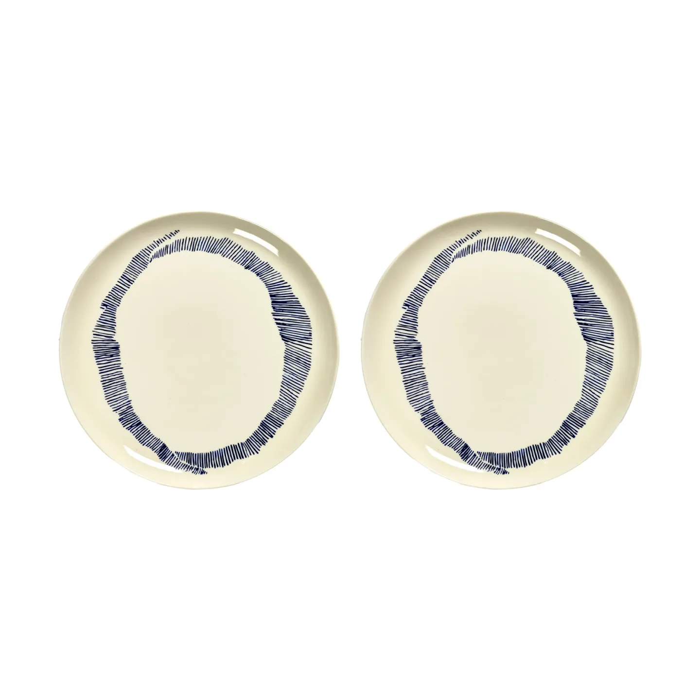 Serax Ottolenghi Feast Teller L Ø26 cm 2er Pack White stripes-blue