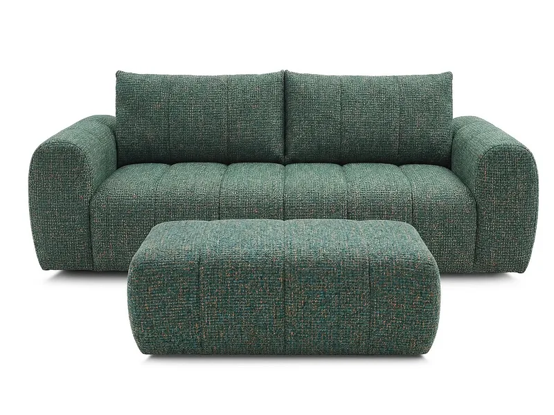 3er Sofa mit Hocker BOBOCHIC NESTY Stoff chiniert dunkelgrün
