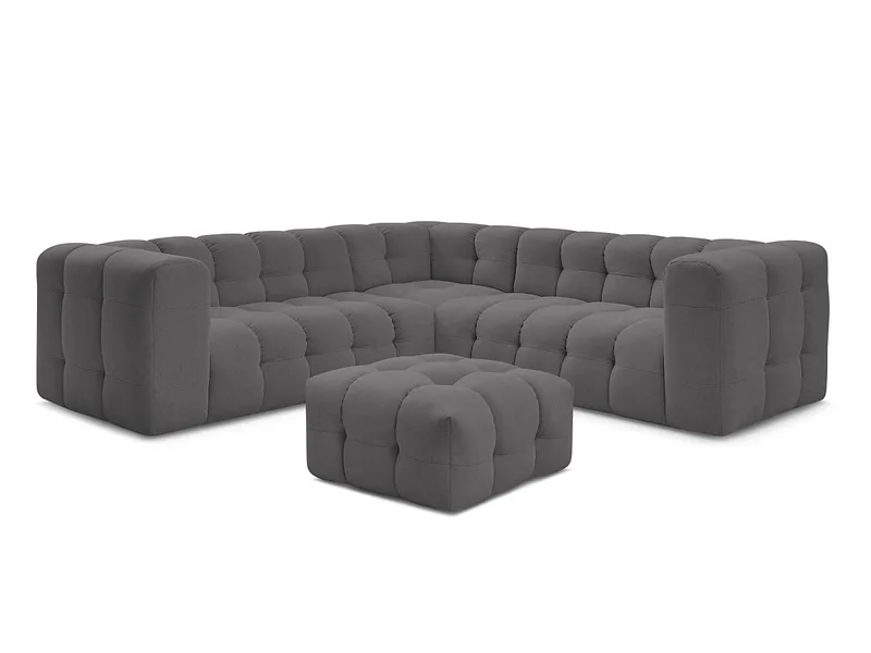 Ecksofa mit Hocker BOBOCHIC CLOUD Stoff dunkelgrau