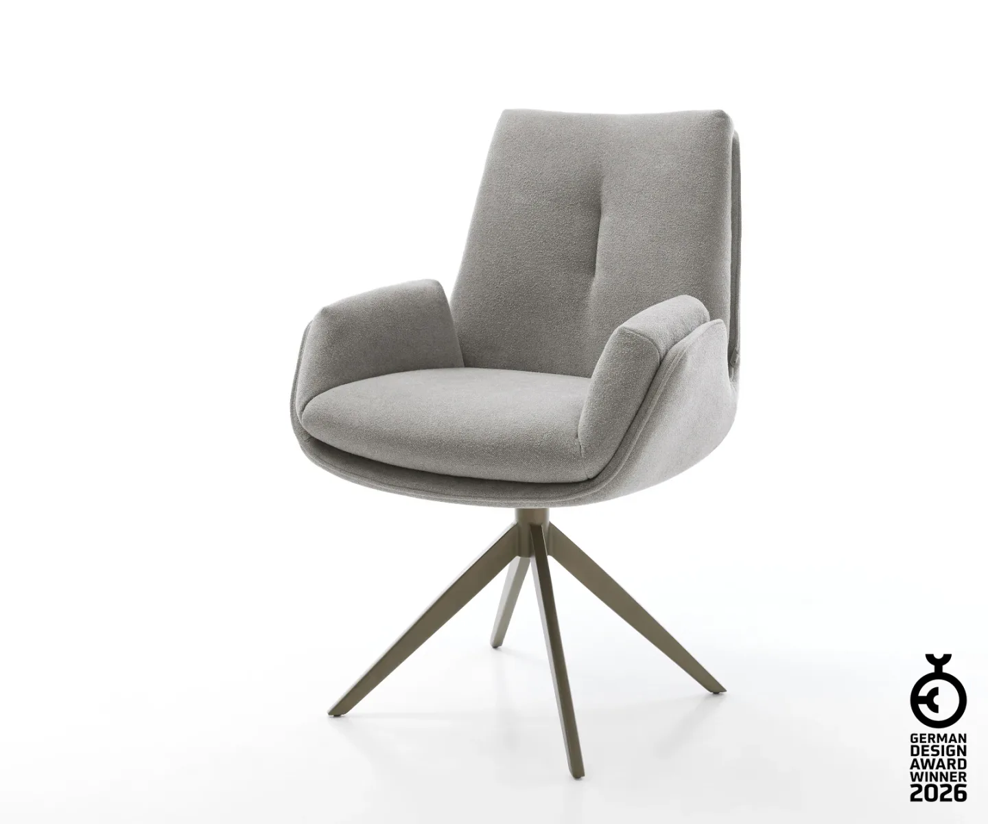 Drehstuhl Clea-Flex Strukturstoff Soft Grau Kreuzgestell breit Effektfinish Titan 360° drehbar Wippfunktion
