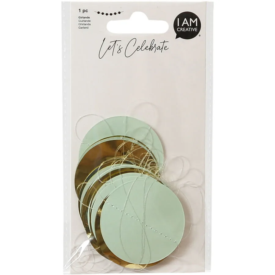 Girlande I am creative mint/gold Karton B 9 cm