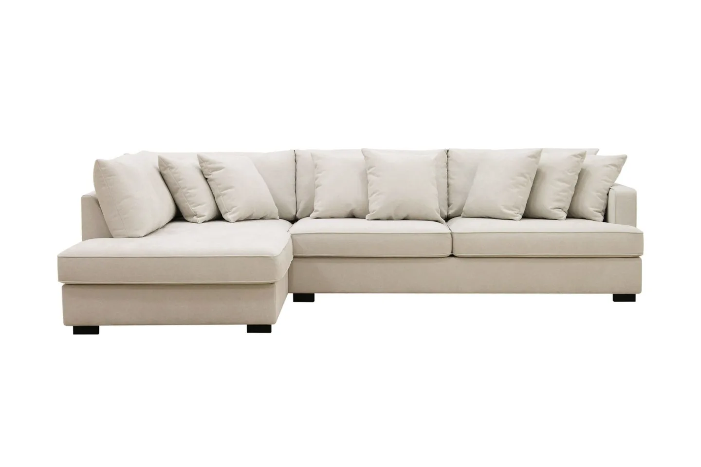 Rossita 4-sits Vänstervänd L-formad Djup Schäslongsoffa i Tyg - Beige