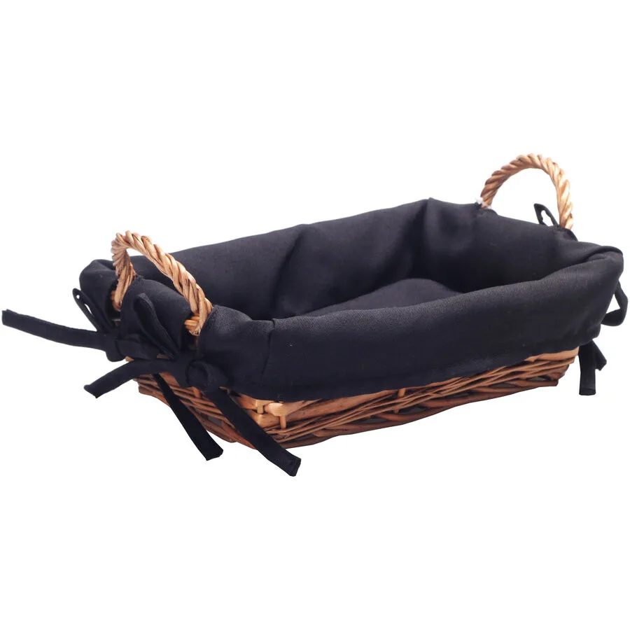 Brotkorb Traditional braun/schwarz Naturfaser/Baumwolle T 18 cm - Material: Weide mit Baumwolleinlage
