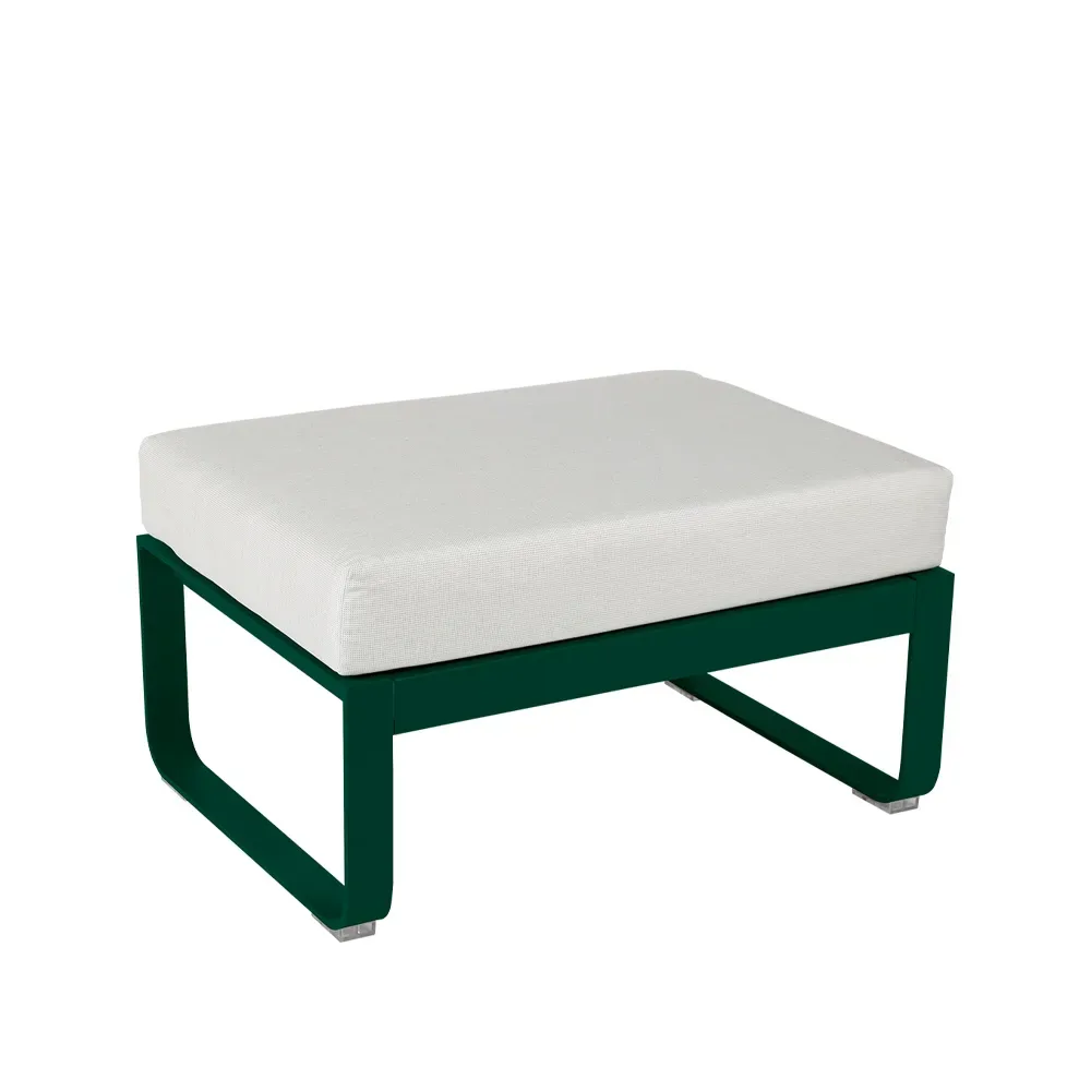 Fermob Bellevie 1-sits fotpall Cedar green (grön), off-white dyna