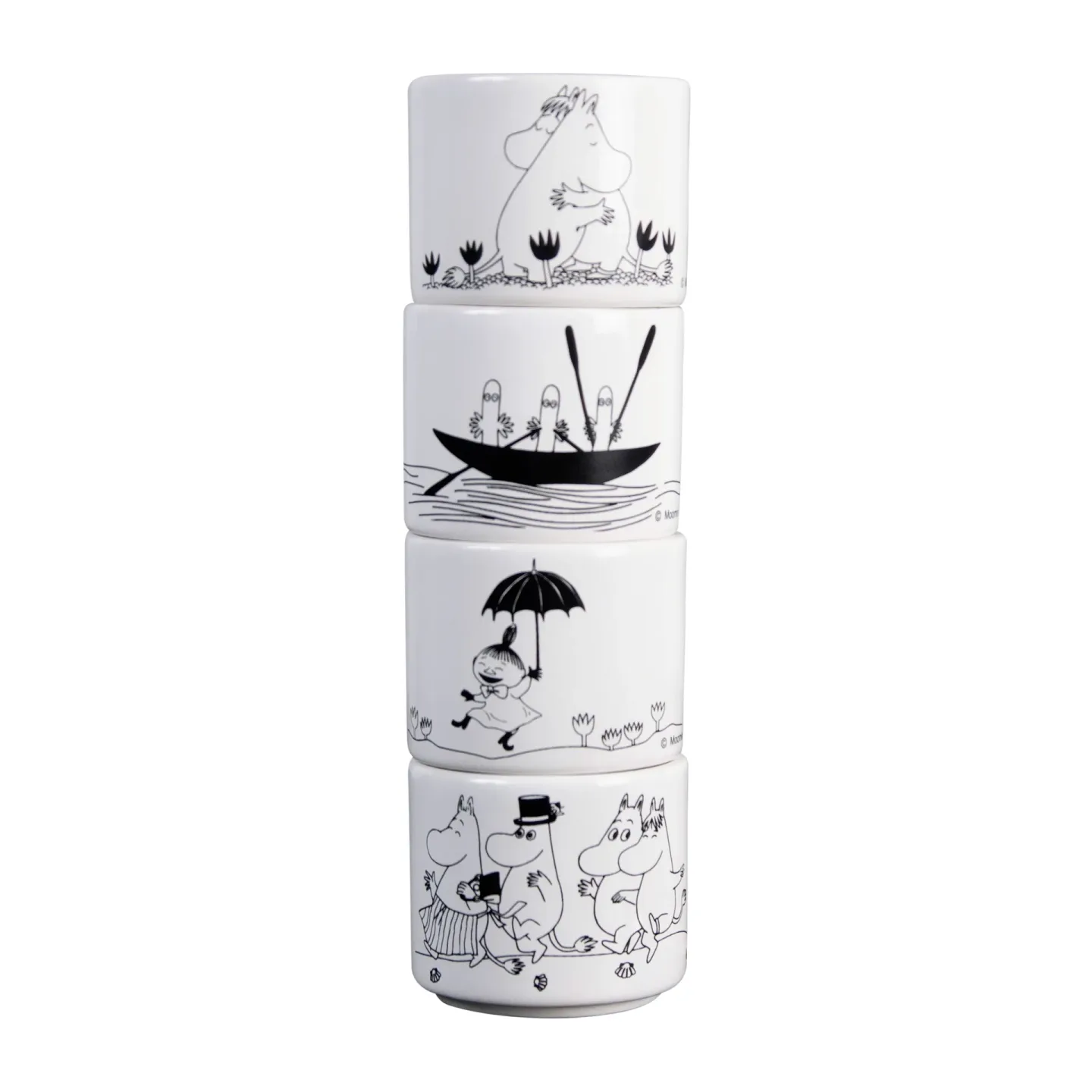 Pluto Design Mumin Eierbecher 4-teilig Weiß