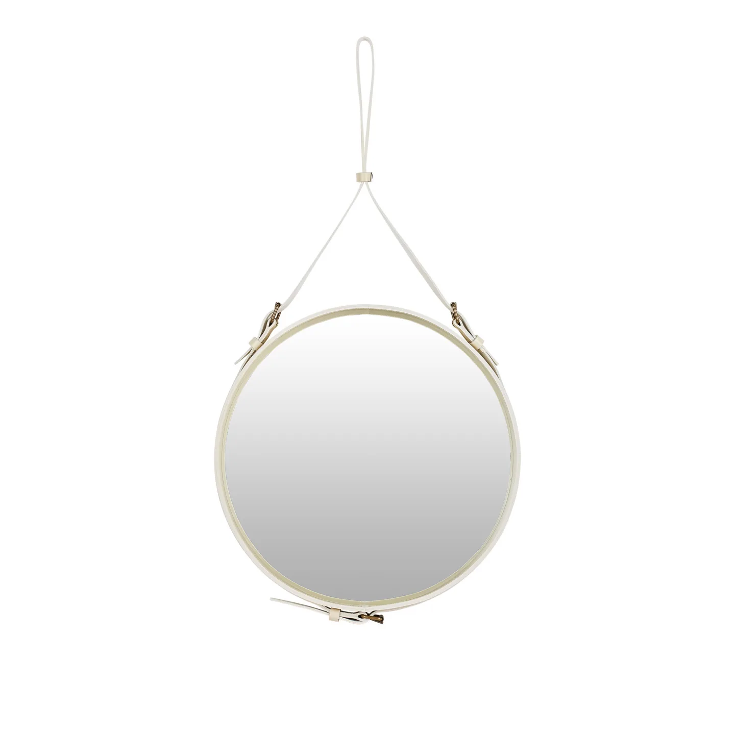 Gubi - Adnet Circulaire Spegel, Ø58 cm, Cream Leather - Väggspeglar - Jacques Adnet
