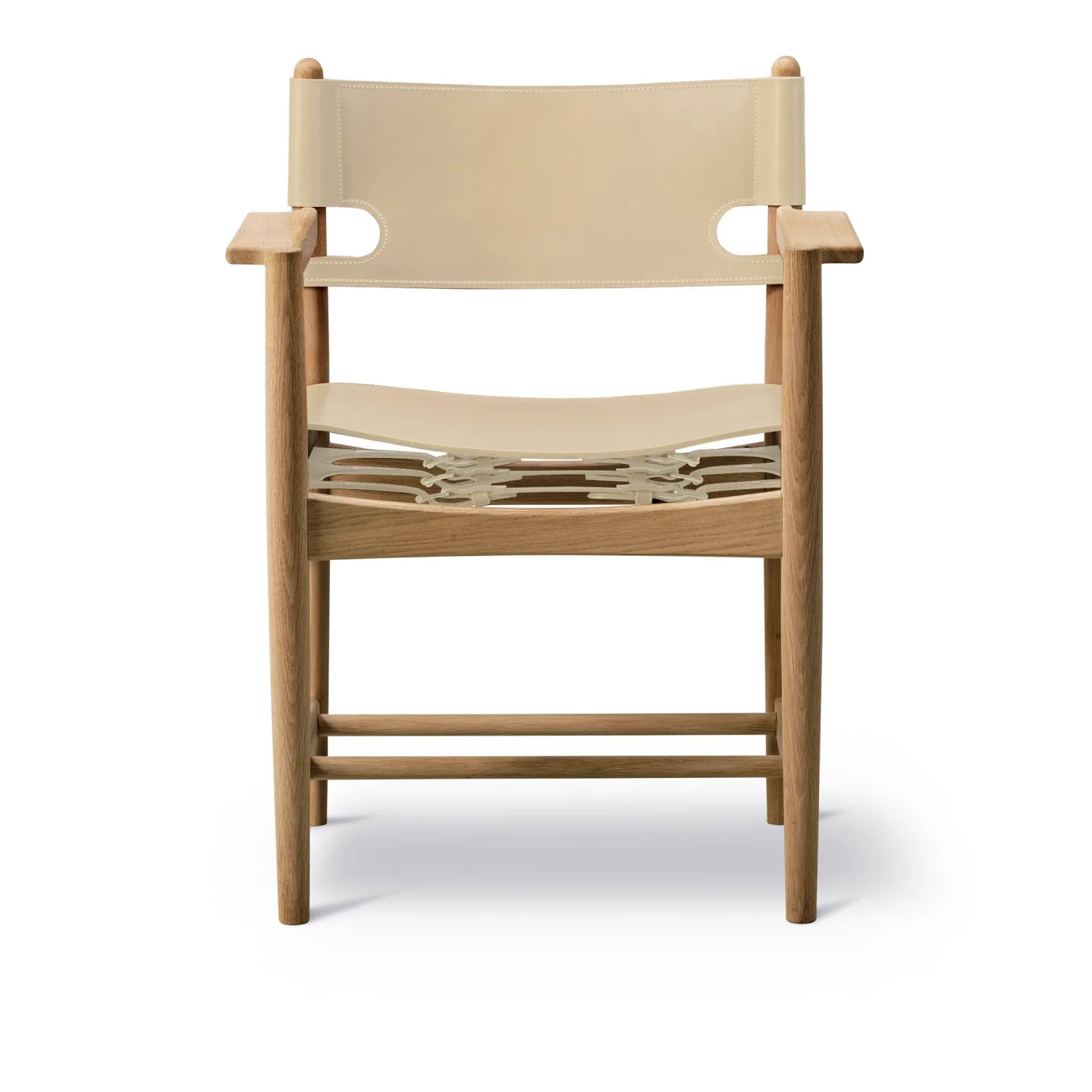 Fredericia Furniture - The Spanish Dining Armchair, Oak oiled, Natural leather - Matstolar - Børge Mogensen - Beige - Läder/Trä
