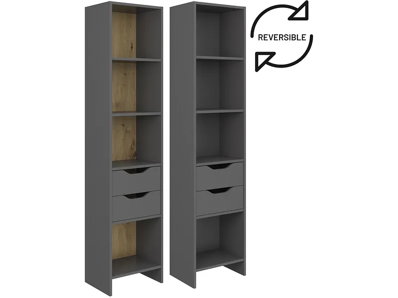 Bibliothek REVERSO 40x32.4x175cm 4 Fächer 4 Tablare anthrazit