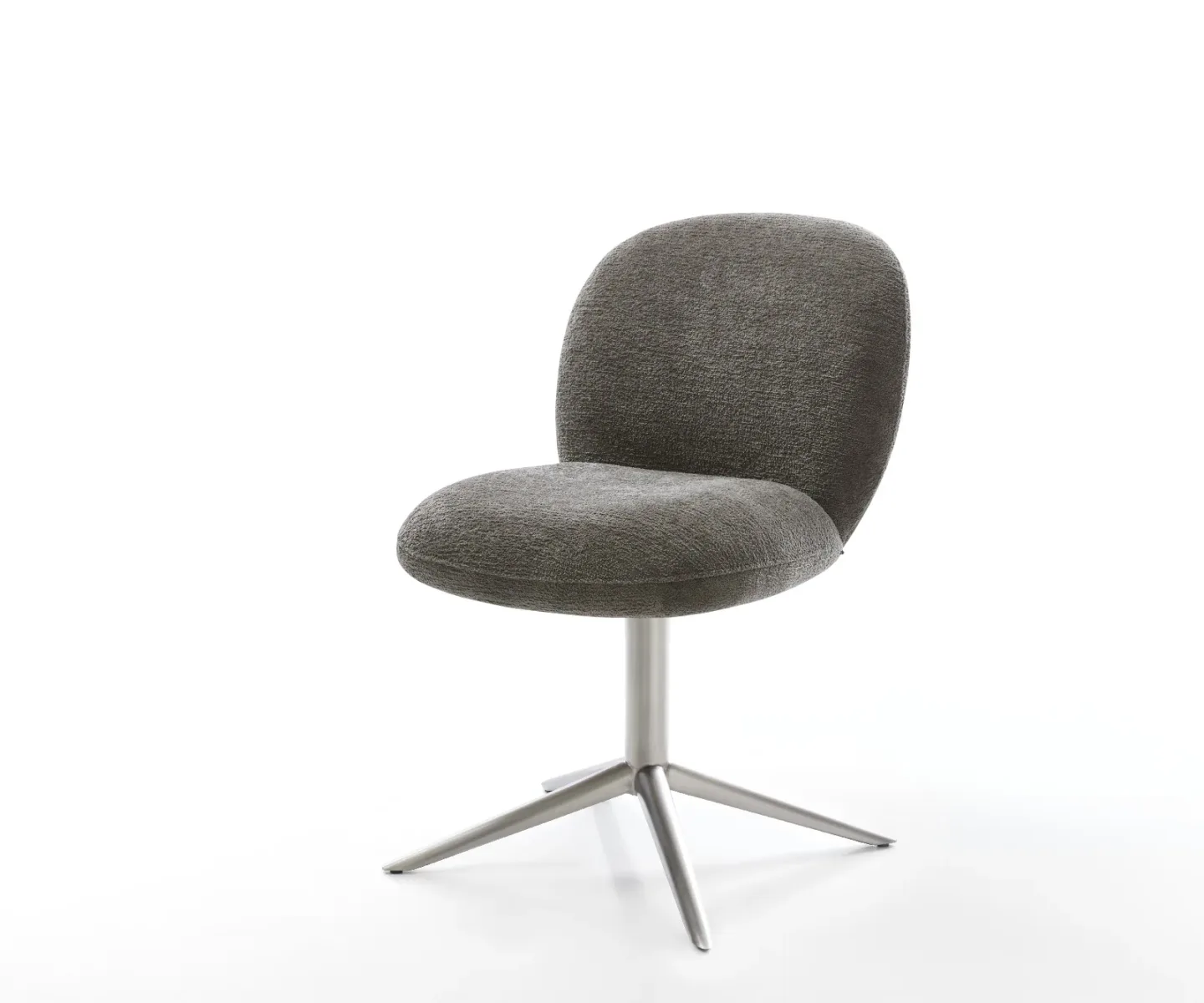Drehstuhl Nube-Flex Bouclé Soft Schlamm Fußkreuz Edelstahl 360° drehbar Wippfunktion Taschenfederkern