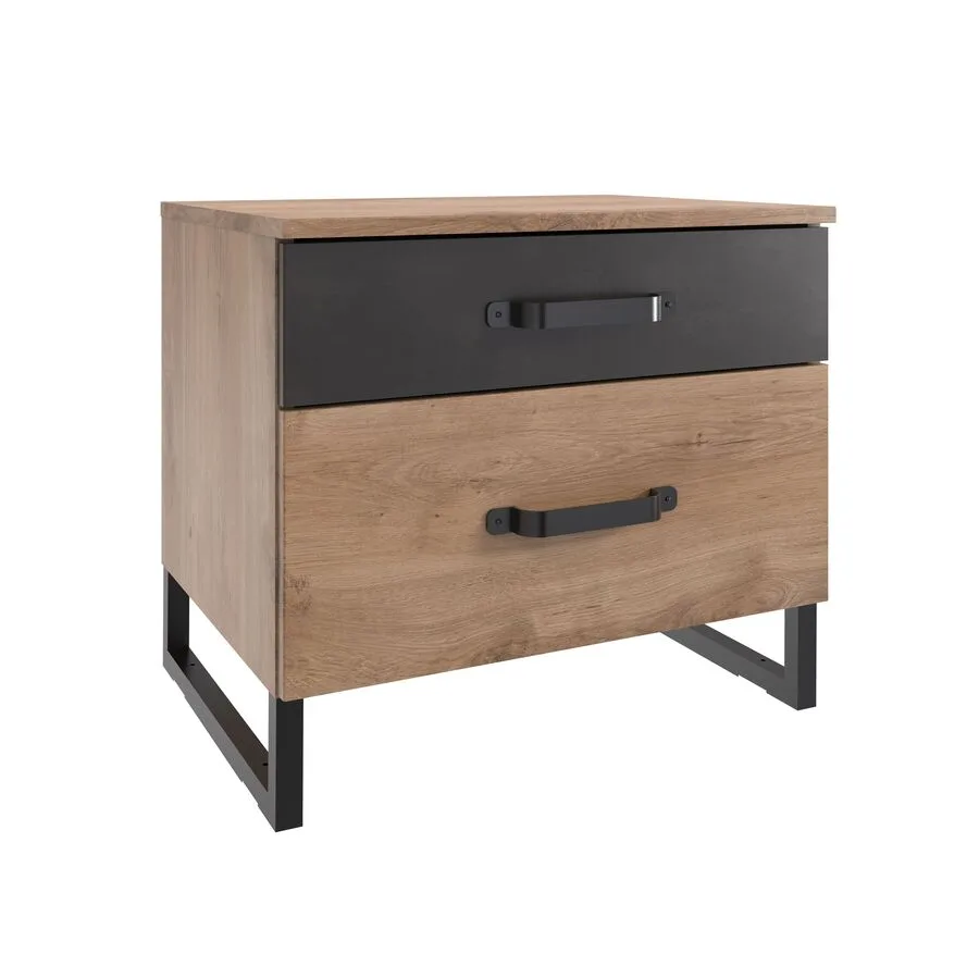Nachttisch Demian Plankeneiche, Grau Holzwerkstoff B 54 H 47 cm