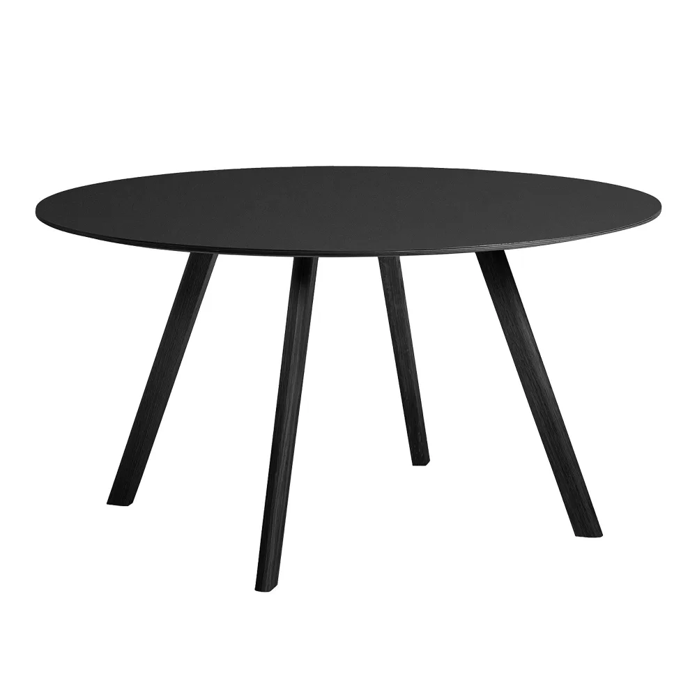 HAY - CPH25 2.0 Table Black Lacquered Oak Frame Ø140 X H74 Black Laminate Tabletop Black Lacquered Edge - Matbord - Ronan & Erwan Bouroullec - Svart - Trä