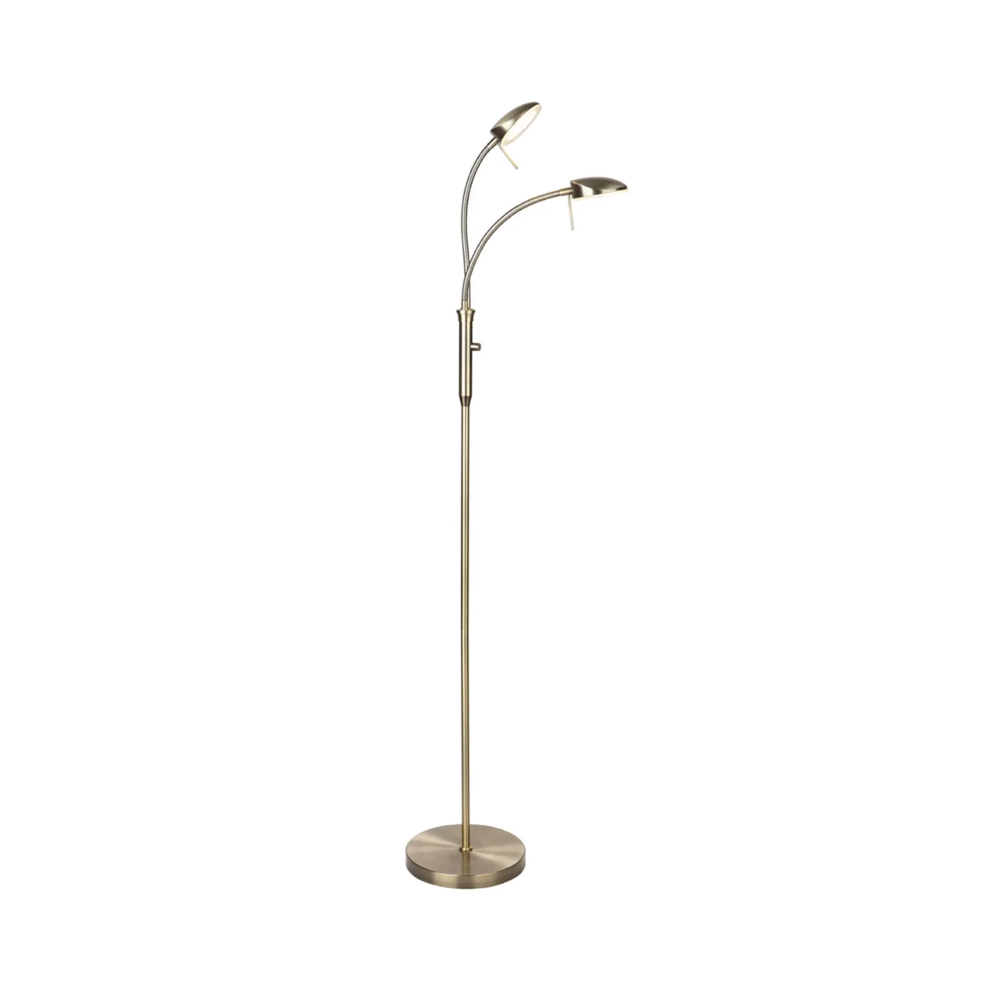 VEGAS LED-gulvlampe, antik messing, 140 cm, 2 lyskilder – Halo Design - Stue - Metall - Med flere lyskilder
