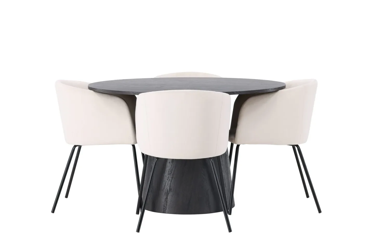 Lanzo Matgrupp 120 cm Rund med 4 Berit stolar - Beige