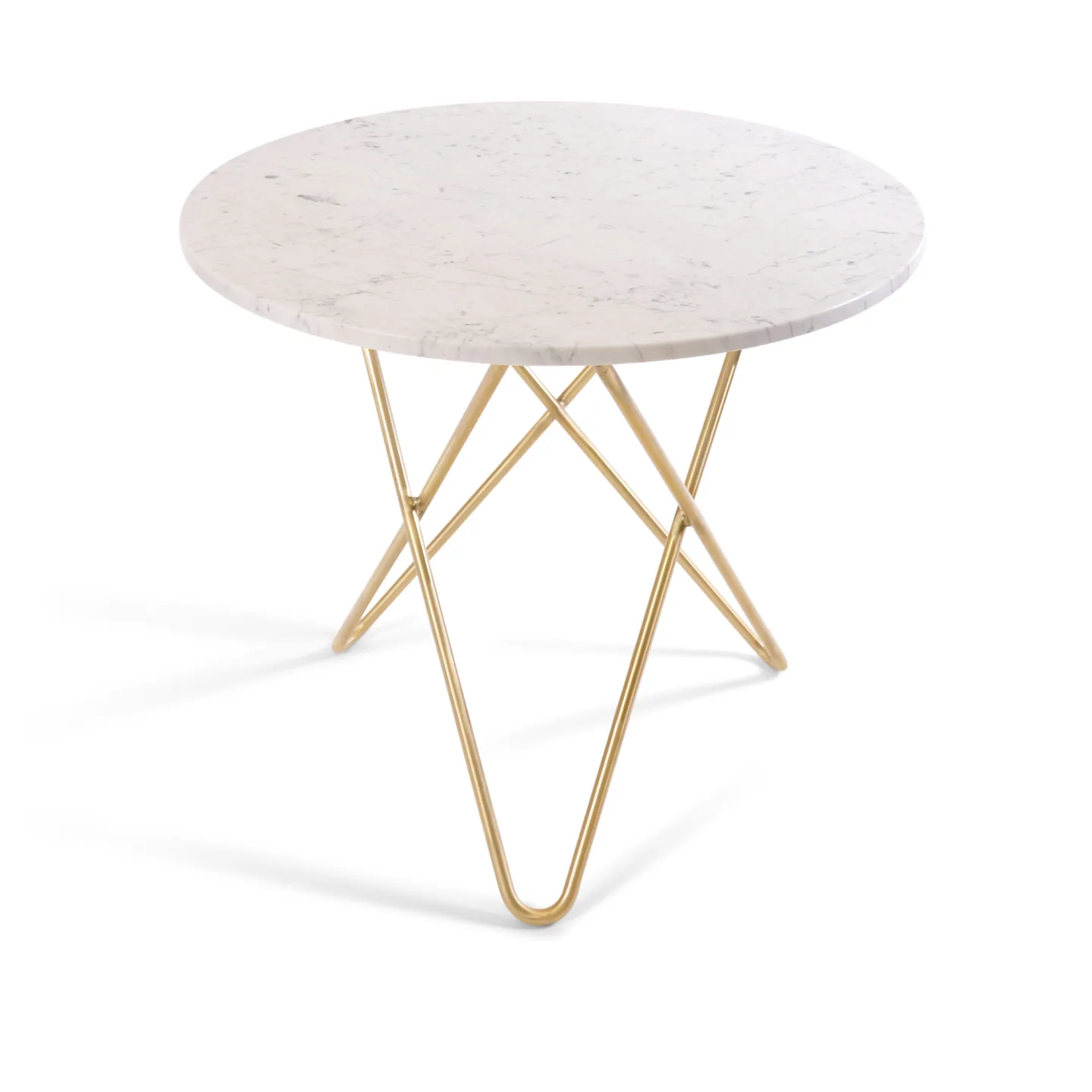 OX Denmarq - O Dining Table Ø80, Brass Frame, Top: White Marble - Matbord - Dennis Marquart - Vit - Metall/Sten
