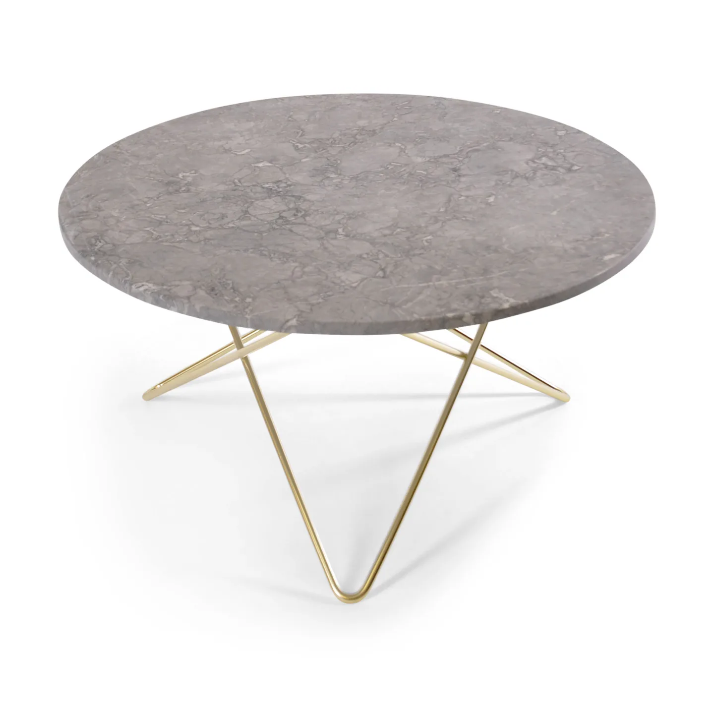 OX Denmarq - O Table, Brass Frame, Top: Grey Marble - Soffbord - Dennis Marquart - Grå - Metall/Sten