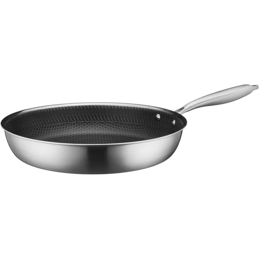 Bratpfanne Hestia Schwarz/Silber Edelstahl D 32cm PFAS frei - Farbe: silber/schwarz