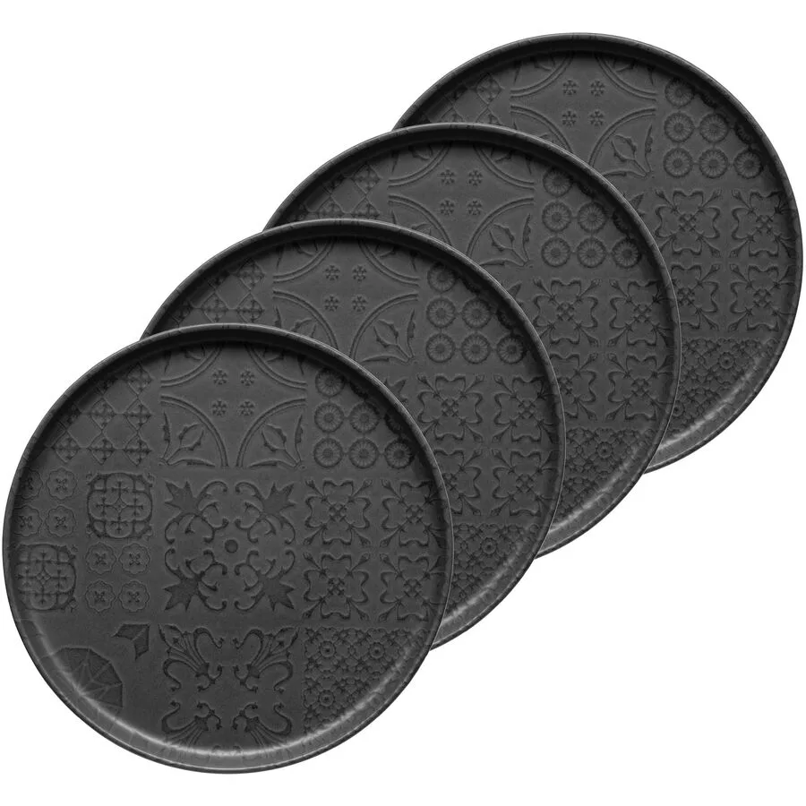 MÄSER Dessertteller-Set 4-tlg. Trad. Tiles Schwarz Steinzeug 22 cm