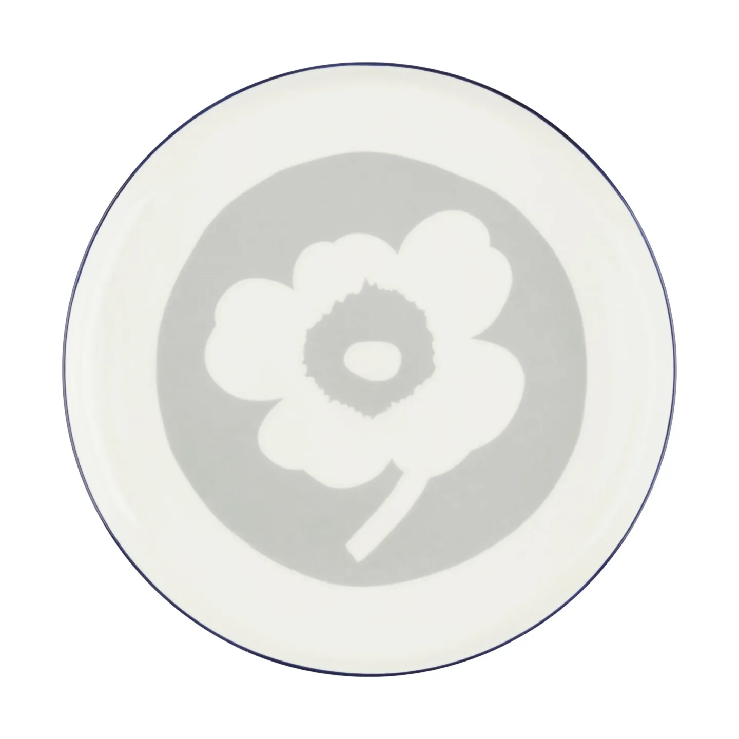 Marimekko Oiva Unikko Teller Ø25 cm White-light grey-cobalt