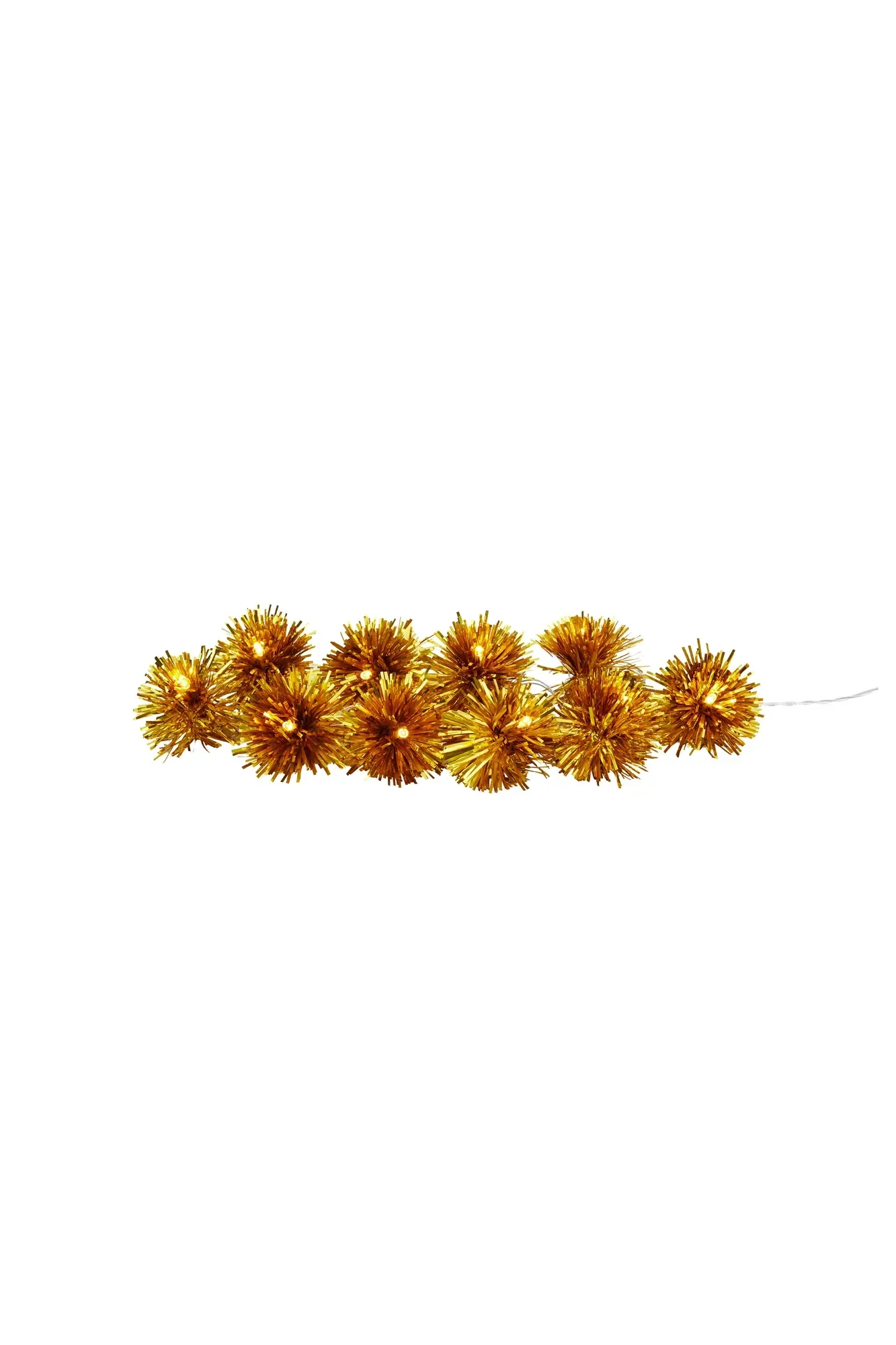 Pompom Innen Lichterkette Gold