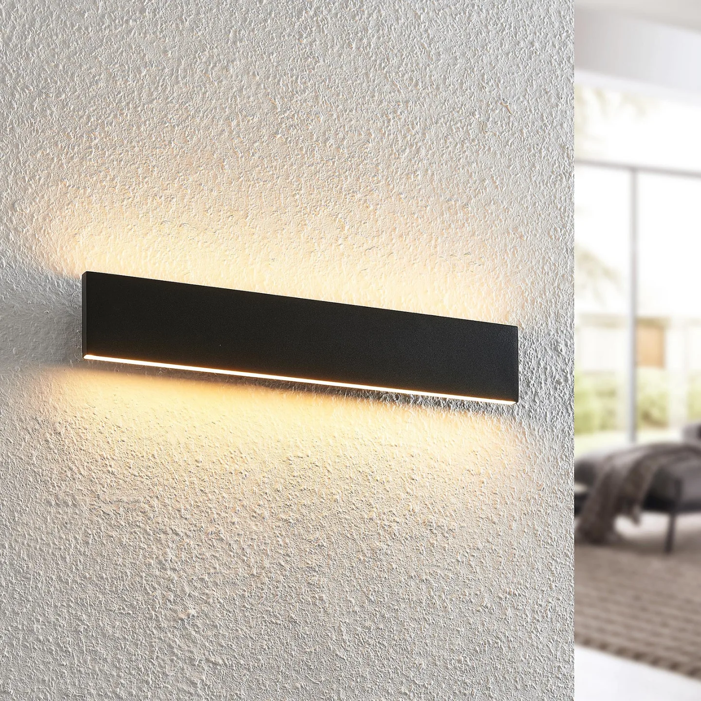 Ignazia LED Wandleuchte L47 Black - Lindby - Wohnzimmer - Modern - Metall - Eckig