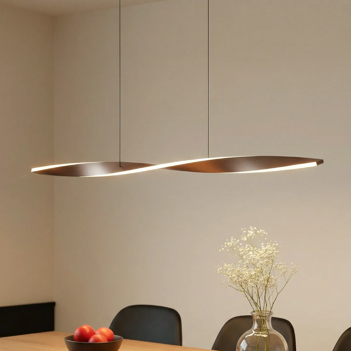 Jaren LED-Hängeleuchte, 100 cm, CCT, schwarz/braun - Lindby - Wohnzimmer - Modern - Metall - Einflammig