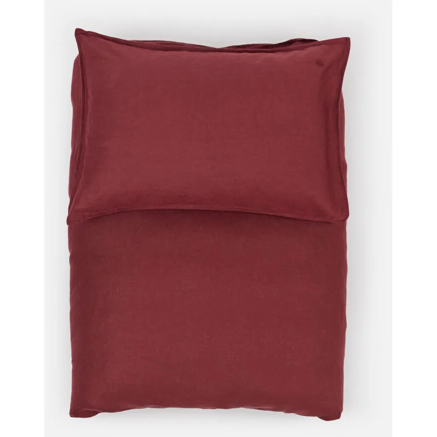 Lavie Duvetbezug Lotta Rot 200 cm - Farbe: Weinrot - Material: Hanf