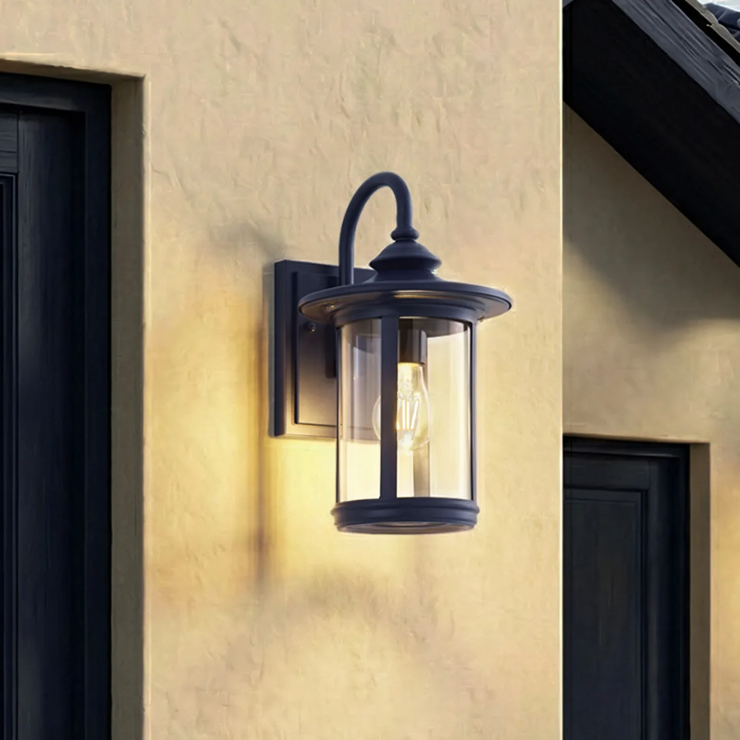 Zayn Außenwandleuchte, Höhe 33 cm, Glas, blau, IP23 - Lindby - Balkon - Antik - Aluminium - Einflammig