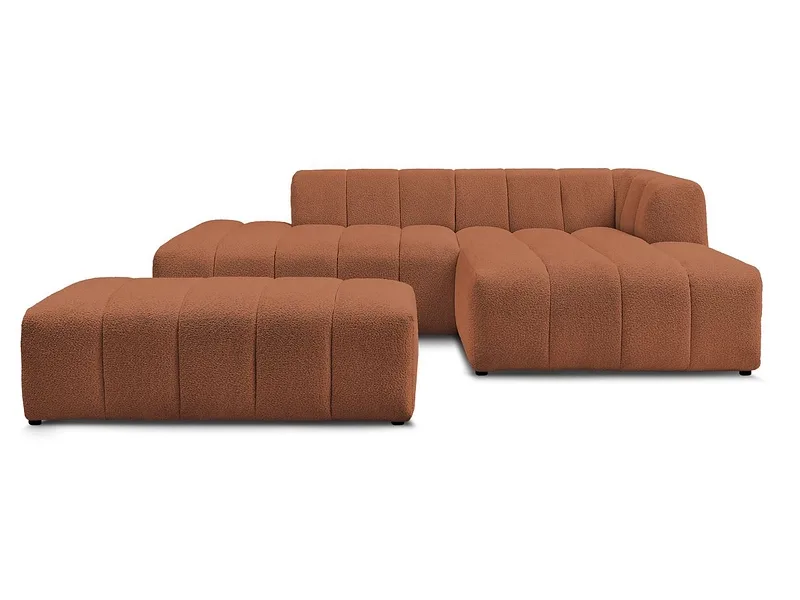 Ecksofa mit Hocker BOBOCHIC ANNECY Boucle-Stoff orange