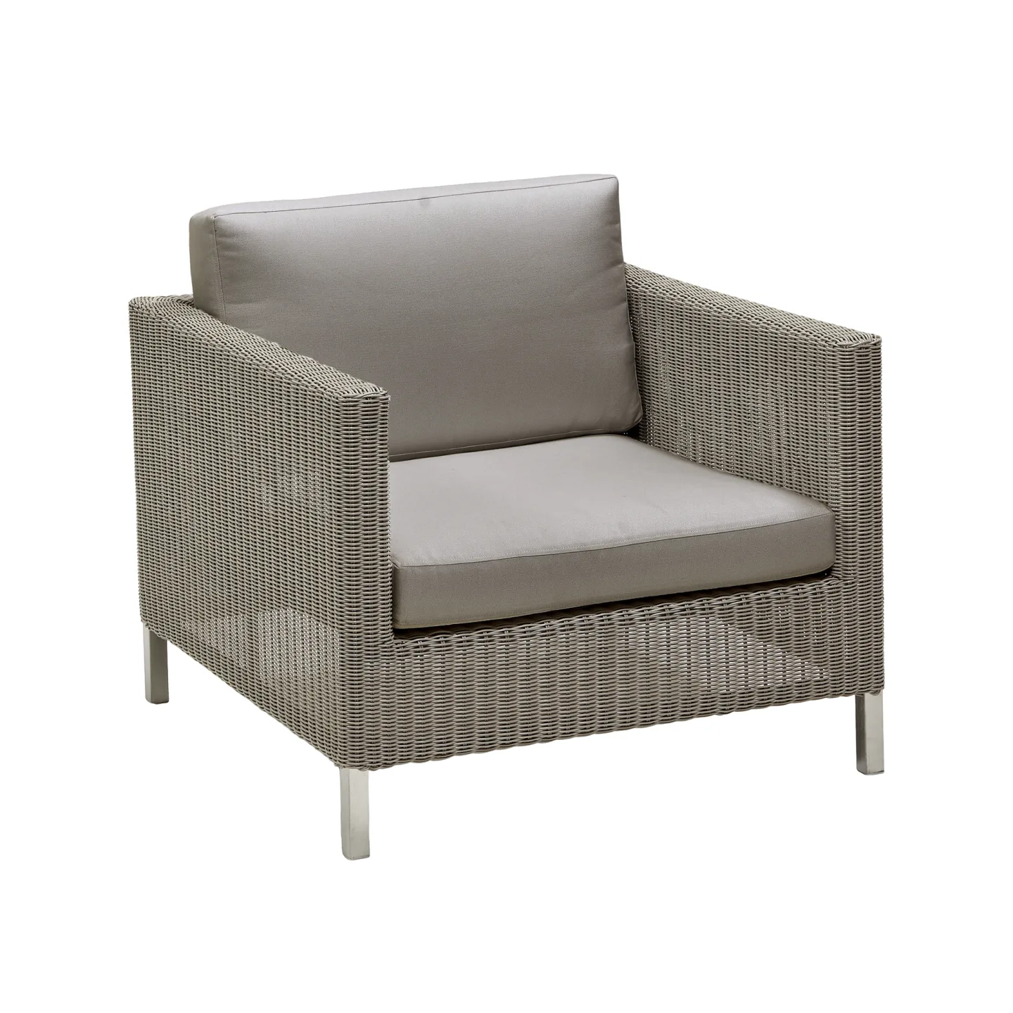 Cane-Line - Connect Loungefåtölj, Dyna: Brun, Cane-Line Weave, Cane-Line Natté, Ben: Galvaniserat stål - Fåtöljer utomhus - Cane-line Design Team - Beige - Metall/Textilmaterial