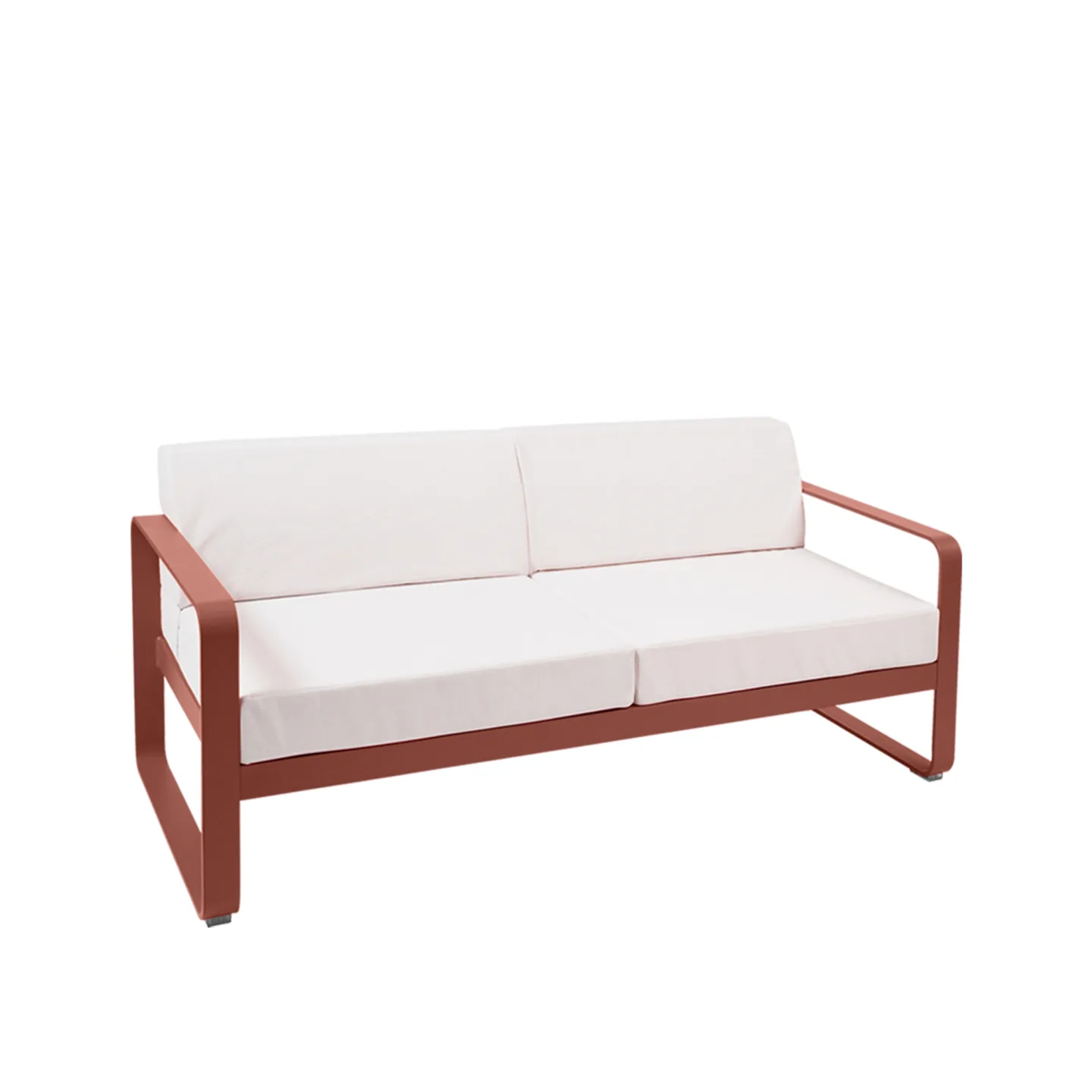 Fermob - Bellevie 2 Seater Sofa Off-White Cushions, Red Ochre - Soffor utomhus - Pagnon & Pelhaître