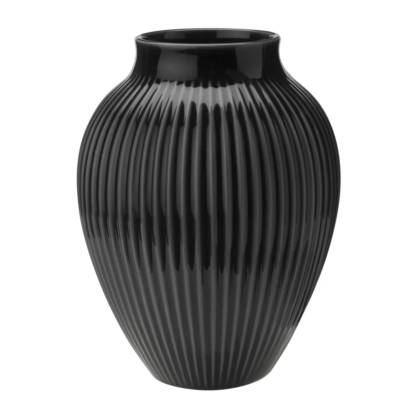 Knabstrup Keramik Knabstrup Vase geriffelt 20cm Schwarz