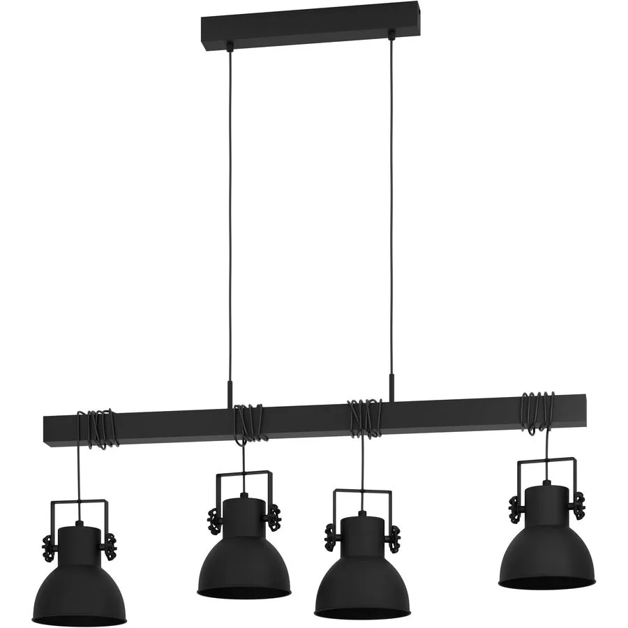 Eglo Pendellampe Shirebrook Schwarz Stahl/Holz 25 cm 110 cm - Material: Holz/Stahl