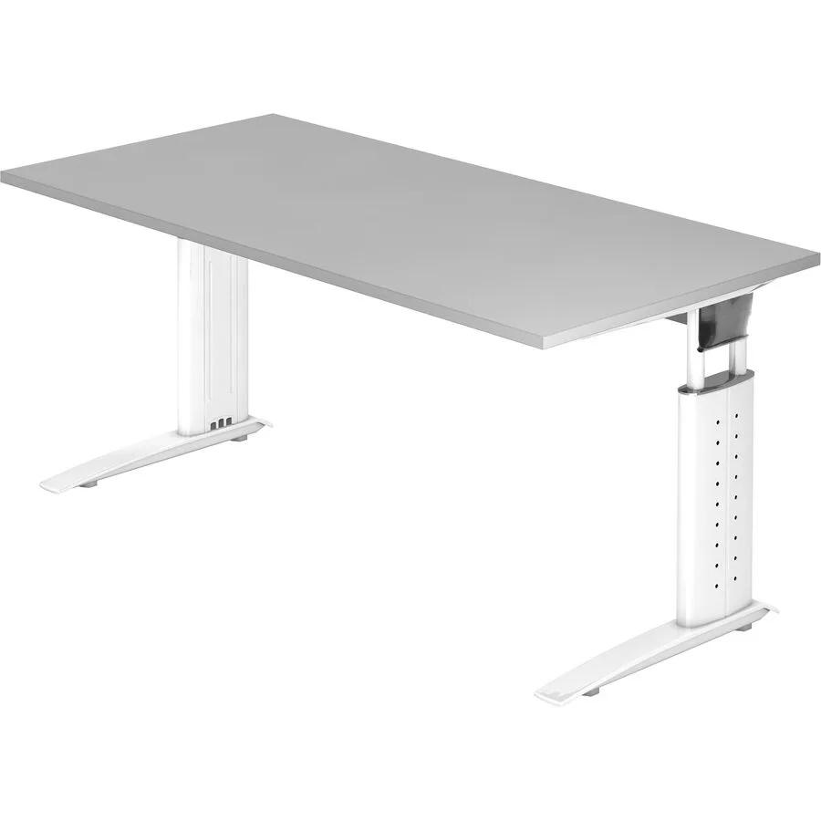 Schreibtisch Office weiss/grau Holzwerkstoff Höhenverstellbar B 160 T 80 cm