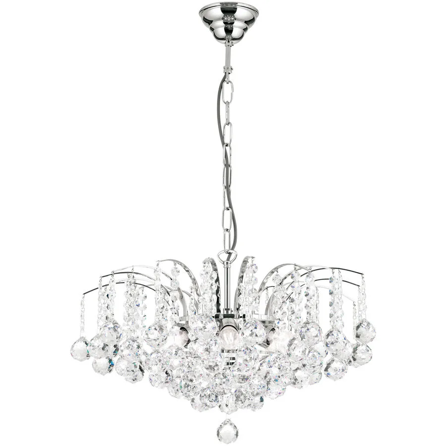 Briamond Pendellampe Sheraton Grau Kristall/Messing 52 cm 35 cm - Farbe: chrom - Material: Messing/Kristall