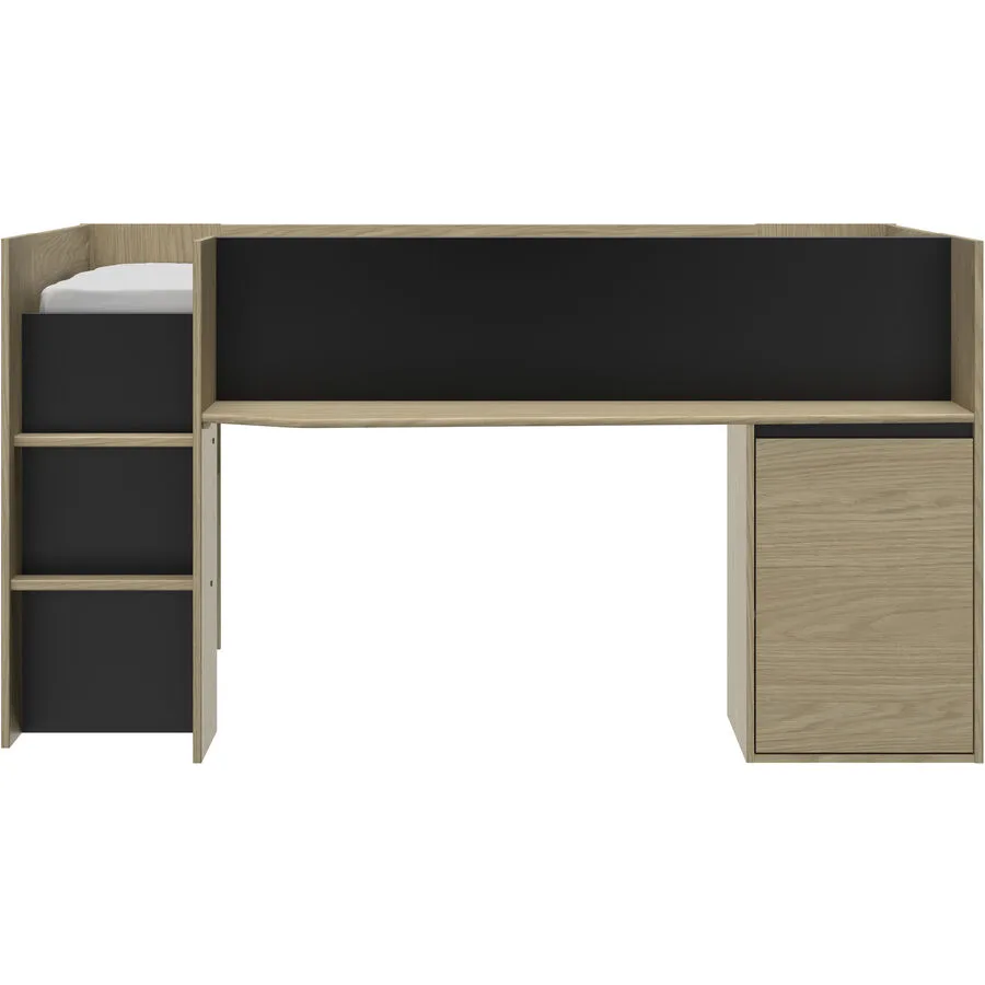 Bett Natty schwarz/Eiche Holzwerkstoff 90 x 200 cm