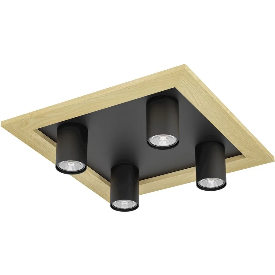 Eglo Deckenlampe Valcasotto 1 Braun/Schwarz Stahl/Holz 37 cm 10 cm - Material: Holz/Stahl - LED - LED Energiesparlampen