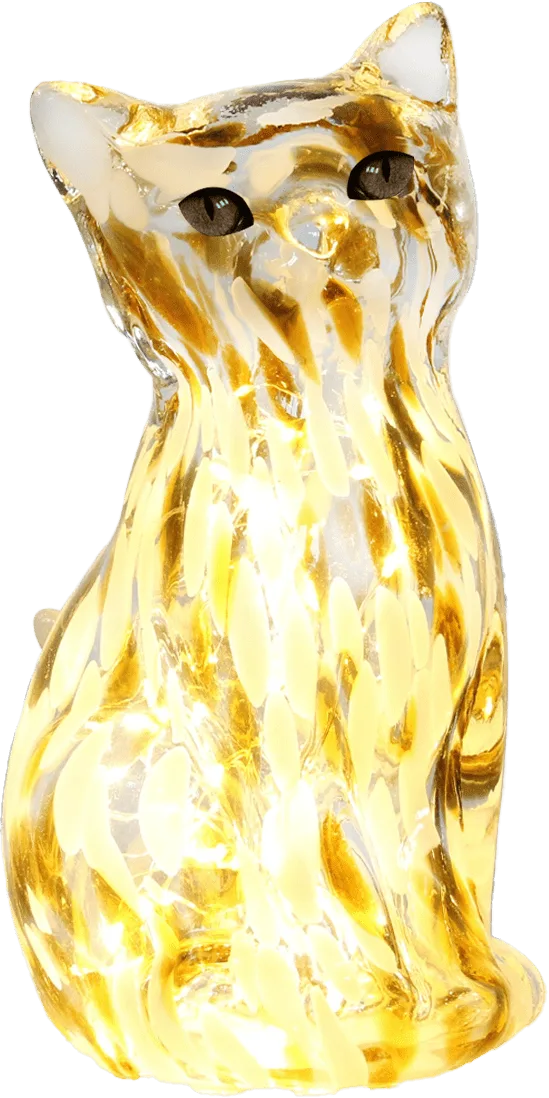 Pixie Design - Katt 22cm - Bordslampa - Brun/vit