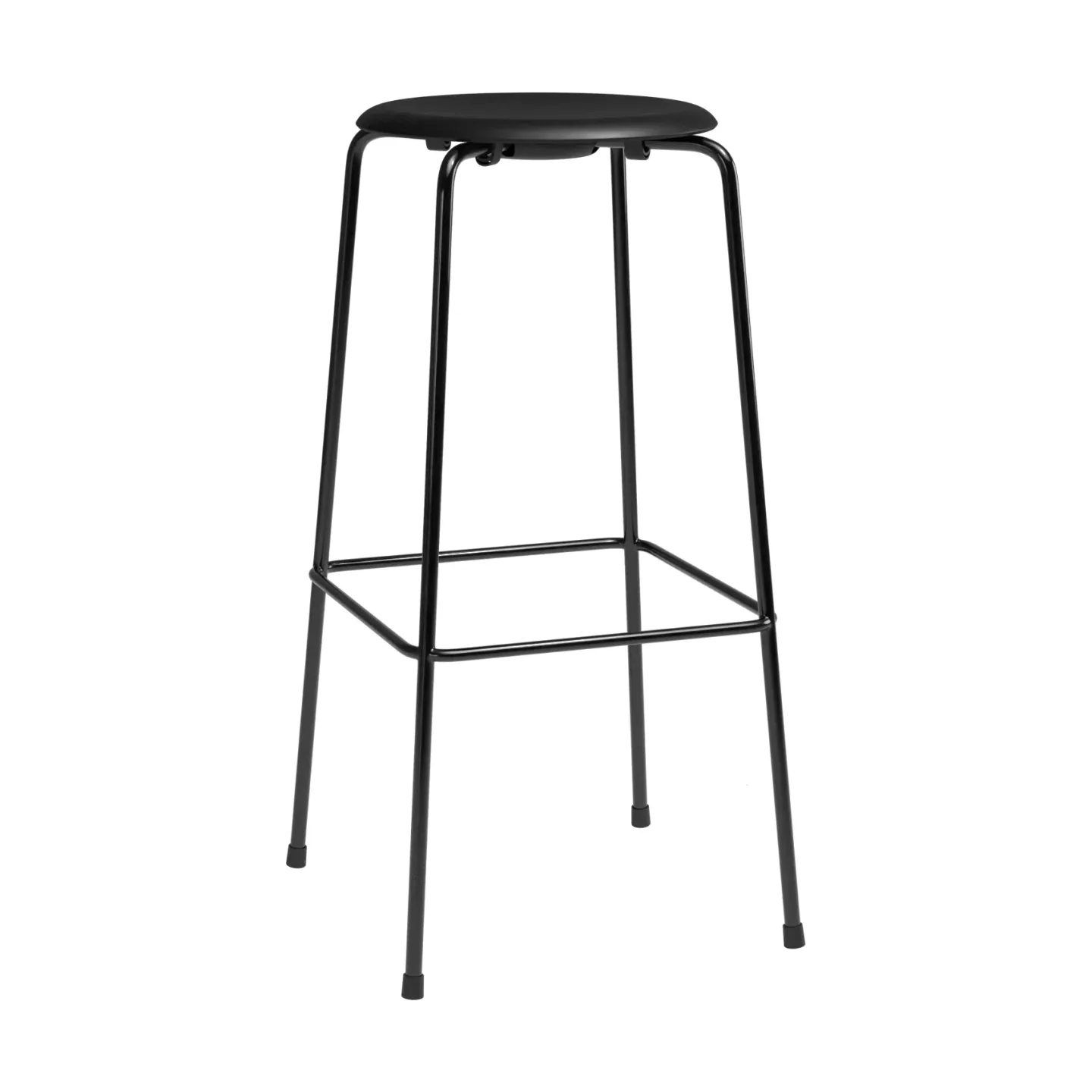 Fritz Hansen High Dot Barstuhl Intensiv-Leder schwarz-schwarzer Stahl