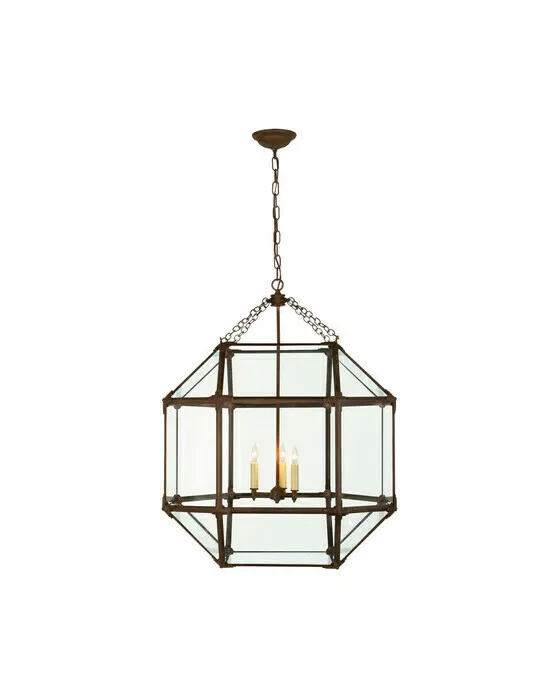 Morris Large Lantern Antique Zinc/Clear Glass