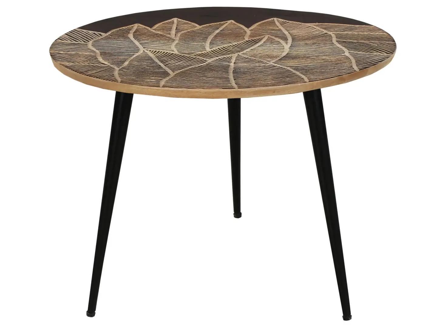 Decofinder Beistelltisch Schwarz Natur D: 50 cm | Schubiger Möbel