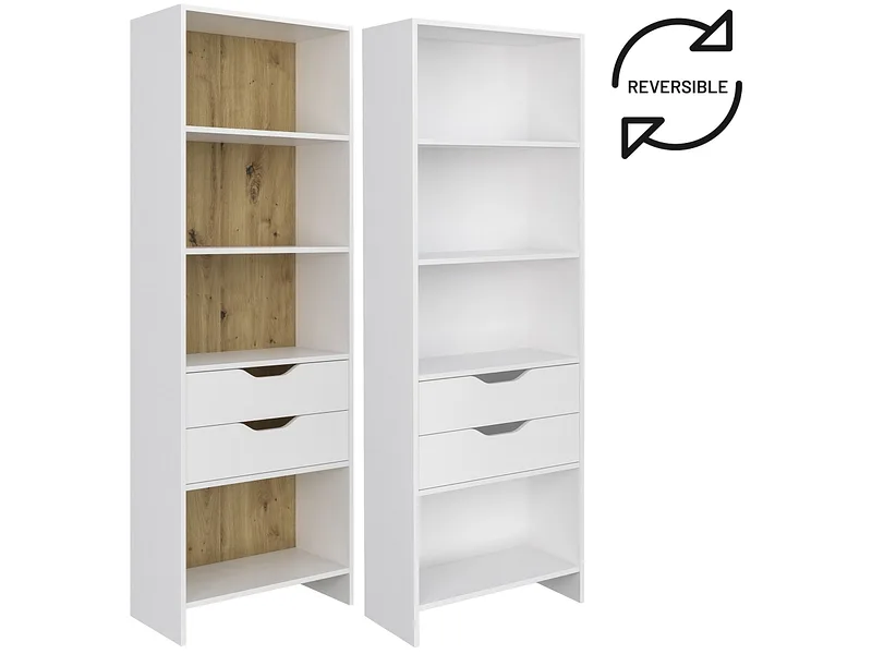 Bibliothek REVERSO 60x32.4x175cm 4 Fächer 4 Tablare weiss