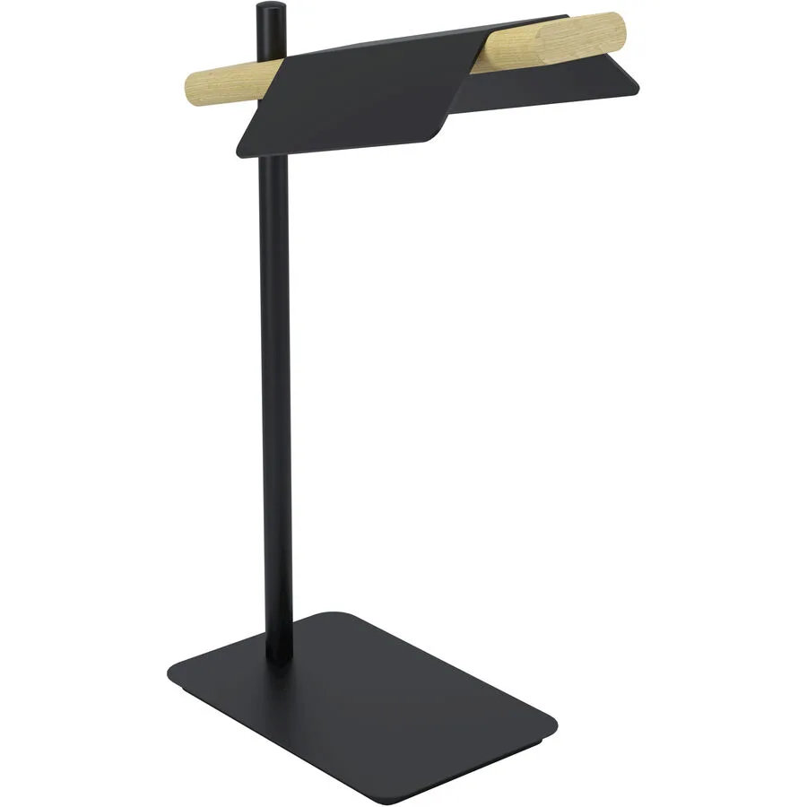 Eglo Tischlampe Ermua Schwarz/Braun Stahl/Holz 16.5 cm 50.5 cm - Material: Holz/Stahl - LED - Lichtfarbe: Warmweiss - LED Energiesparlampen