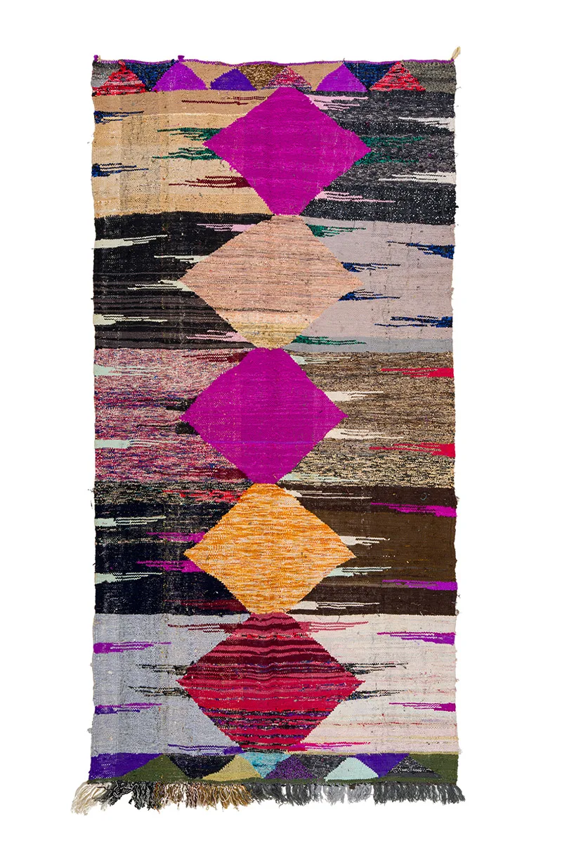 Marokkansk Boucherouite-teppe 130 x 275 cm (Størrelse: 130 x 275 cm)