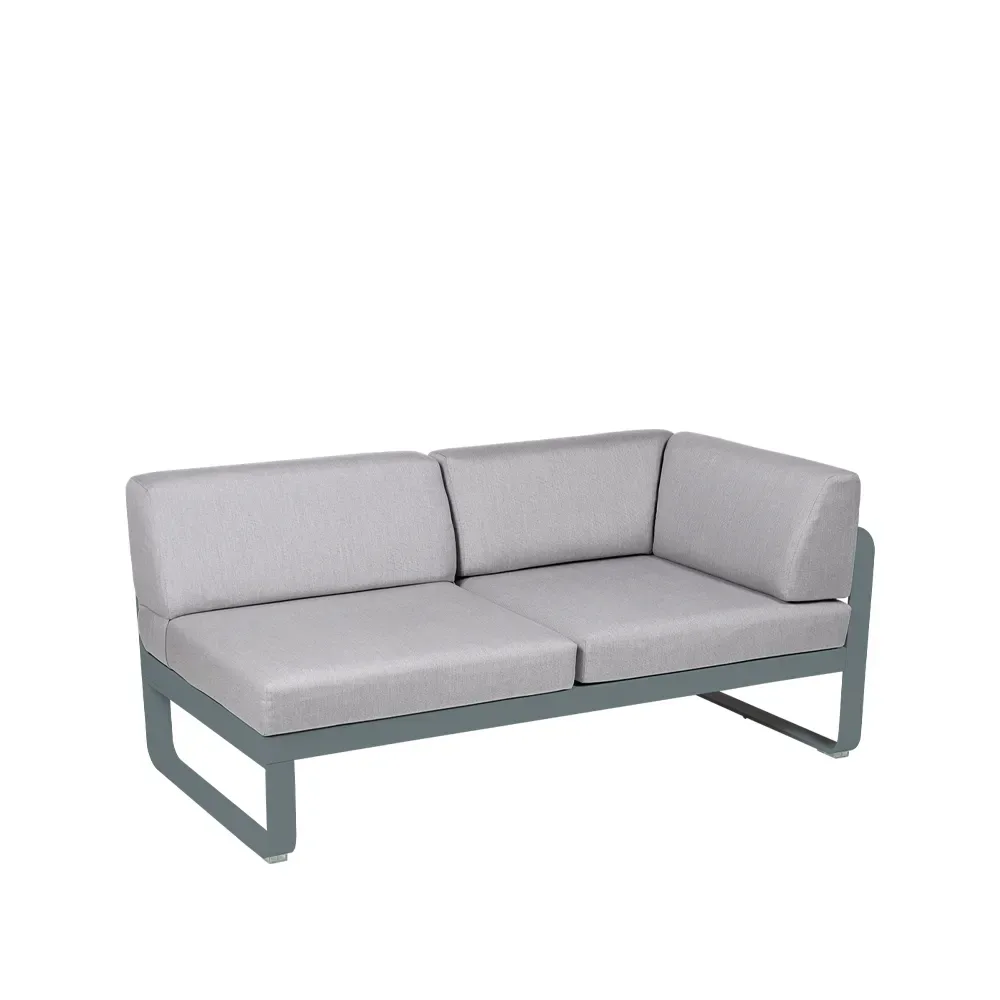 Fermob Bellevie Corner modulsoffa 2-sits Storm grey (grå), flannel grey dyna, höger