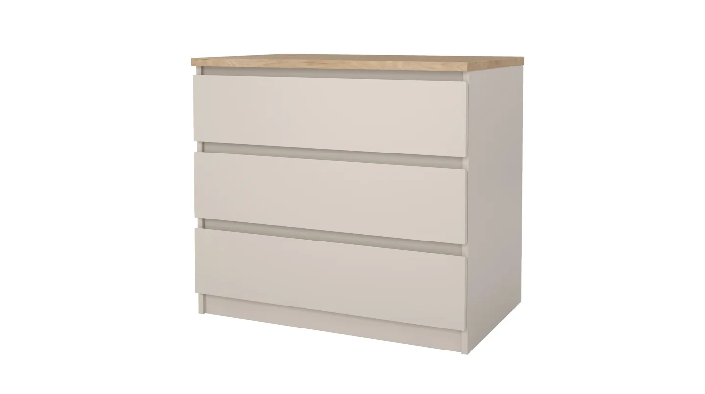 Kommode 3 Schubladen Beige-Kaschmir Jackson Hickory 77 cm - NAIA