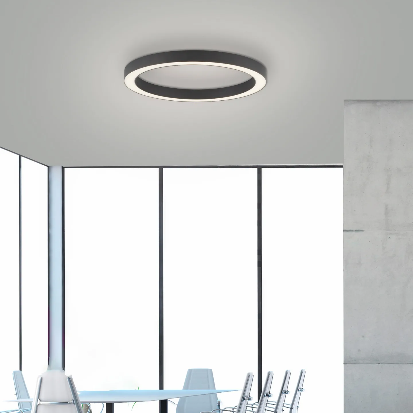 Lines Round LED-taklampa, grafit, Ø 50 cm, CCT – PURE PURE Lines Round - Vardagsrum - Modern - Metall - Rund